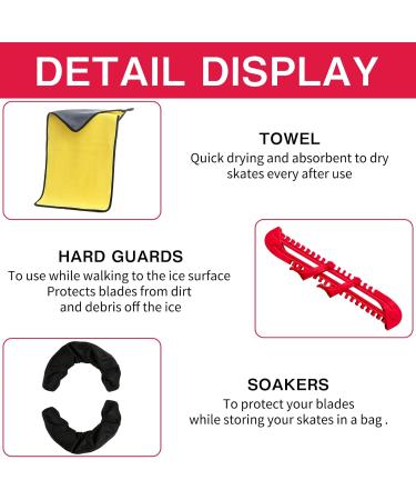 Dazztime Runner Skating Shoes - Ice Skating Runners with Elastic Shades Adjustable Protection and Towel | Adult & Kids | Red - Buy Online on GoSupps.com