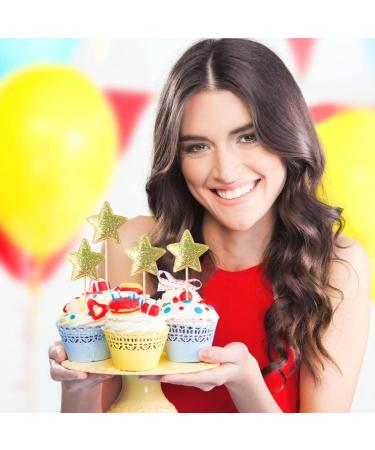 100 Pack Star Cupcake Toppers Birthday Party Cake Decorations Little Twinkle Stars Cake Topper Glitter Gold Star Cupcake Picks Baby Shower Wedding Engagement Bridal Shower Supplies Snack Decoration - Buy Online on GoSupps.com