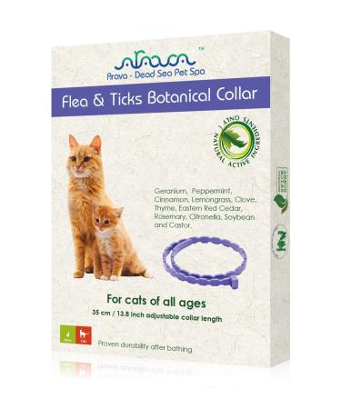 Arava Flea & Tick Prevention Collar - for Cats & Kittens - Length-14'' - 11 Natural Active Ingredients - Safe for Babies & Pets - Safely Repels Pests - Enhanced Control & Defense