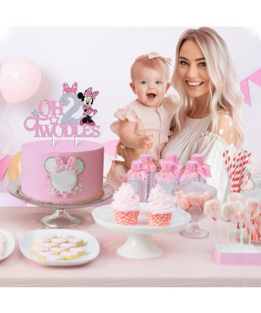 Mouse Oh Twodles Cake Topper for Girls Pink Glitter Mouse Second 2nd Birthday Cake Topper with Pink Bows for Girls Birthday Party Decorations Supplies(Double-sided) Silver&pink (Silver&pink) - Buy Online on GoSupps.com