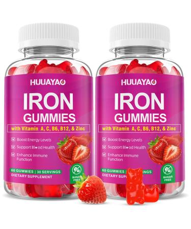 Iron Supplement Gummies for Women & Men Vegan Iron Gummies with Vitamin C A B-Complex Folate Zinc for Blood Building & Energy Support Strawberry Flavor 120 Count 120 Count (Pack of 1)