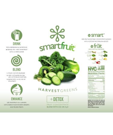 Smartfruit Harvest Greens + Detox Smoothie Mix - 100% Real Fruit Pure, Non-GMO, Vegan - 48 Fl. Oz Family Size (2 Pack) - Buy Online on GoSupps.com