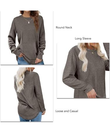 Crew Neck Shirts Long Sleeve Sweatshirts SkinFriendly Pullover Loose Fit and Casual for Home (M) Gray - Buy Online on GoSupps.com