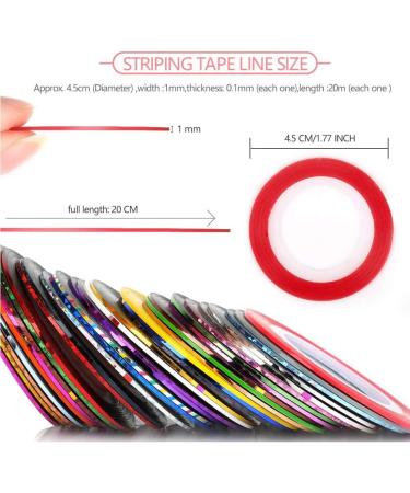 TEEROVA 32 Mixed Colors Nail Striping Tape Line with 2 Pieces Nail Tape Dispensers Nail Art Decoration Sticker DIY Nail Tip - Buy Online on GoSupps.com