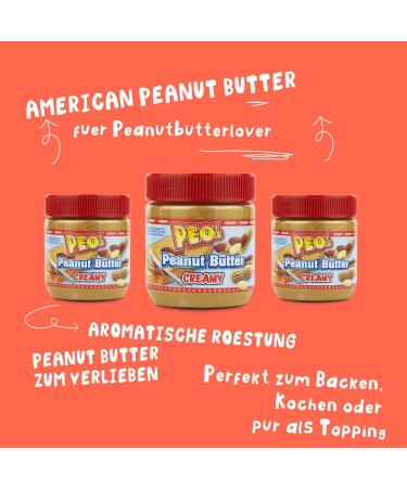 PEO's 12 x 340g Creamy Peanut Butter | Natural Peanut Butter from Roasted Peanut Kernels | Delicious Full Flavor Peanut Compote | Pack of 12 - Buy Online on GoSupps.com
