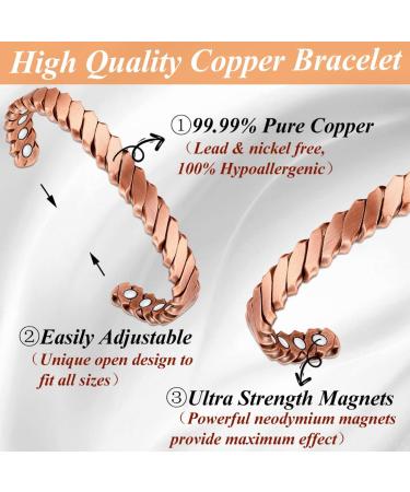 Cigmag 12X Ultra Strength Magnetic Copper Bracelet for Men and Women - Adjustable Pure Copper Brazaletes Cuff Bangle - with Gift Box - Unisex - Buy Online on GoSupps.com