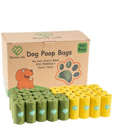 Bonre Life-Dog Poop Bags-540 BioBags Super Strong Extra Thick Leak Proof Dog Waste Bags Made from Corn Starch Biodegradable Dog Poo Bags 1 count (Pack of 540) - Buy Online on GoSupps.com
