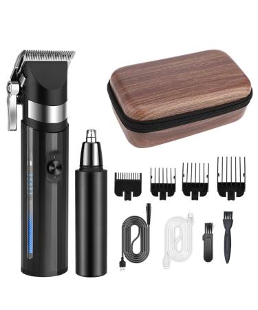 Pro Hair Clipper Electric Hair Clipper Nose Hair Trimmer 2 in 1 Set Digital Display Men's Hair Clipper Adjustable Cutter Head Grooming Kit