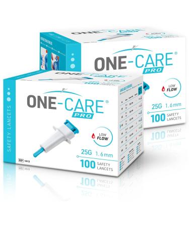 MediVena ONE-CARE PRO Safety Lancets 25G x 1.6mm 100/bx - Top Push Button Activated, Sterile & Gentle Sampling - Buy Online on GoSupps.com