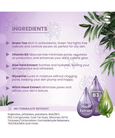 Oil-Free Gel Moisturiser for Oily Skin | Lightweight Hydration | Controls Shine & Breakouts | Witch Hazel Niacinamide & Green Tea | Paraben & Sulphate Free - 50g - Buy Online on GoSupps.com