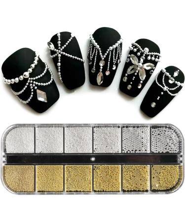 Mini Nail Art Caviar Beads 3D Micro Caviar Beads Gold Silver Beads Metal Pearls Glitter Nail Art Decor DIY Crafts DIY Accessories - Buy Online on GoSupps.com