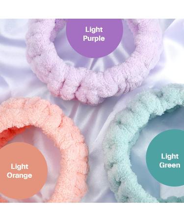3-Piece Spa Face Headband Set for Women - Make-Up & Washing - Yoga Sport & Shower Use - Elastic Head Wraps in Light Orange Purple & Green - Buy Online on GoSupps.com