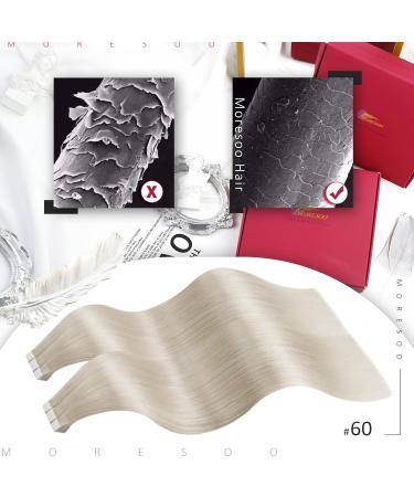 Moresoo Invisible Tape In Extensions - Real Hair Blond #60 30 cm 20 Pieces 30g/pack | Adhesive Invisible Premium Quality - Buy Online on GoSupps.com