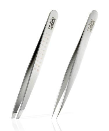 Rubis tweezers set - eyebrow tweezers slanted and splinter tweezers with pointed tip made of stainless steel - Buy Online on GoSupps.com