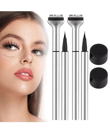 Lower Lash Stamp Eyelash Stamping Set 2024 New Silicone Eyelash Stamp Eyelashes And Eyeliners 2-In-1 Natural Look For Make Up Beginner (Black+Brown)