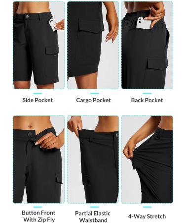 BALEAF Women's Long Hiking Shorts | Quick Dry UPF 50+ Cargo Shorts - Black, X-Large - Buy Online on GoSupps.com