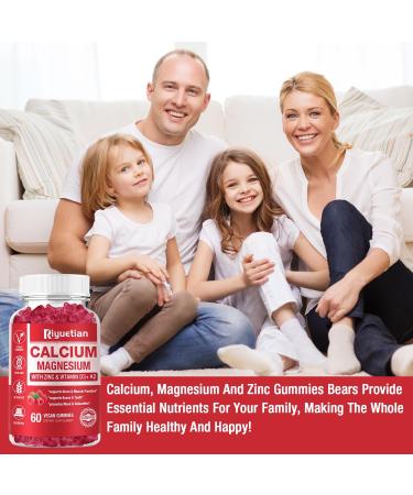Riyuetian Calcium Gummies + Magnesium & Zinc with Vitamin D3 & K2 High Absorption Calcium Supplement for Bone Teeth & Immune Support Non GMO Vegan 120 Count - Buy Online on GoSupps.com