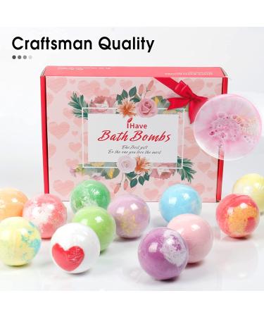 12 Large Bath Bomb Set for Women - Natural Handmade Spa Gifts with Essential Oils - Romantic Gift for Her - Pack of 12 - Buy Online on GoSupps.com