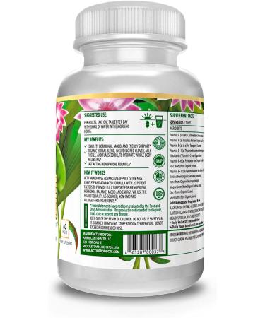 Actif Organic Menopause Advanced Support - Non GMO 60 Count - Made in USA - Buy Online on GoSupps.com