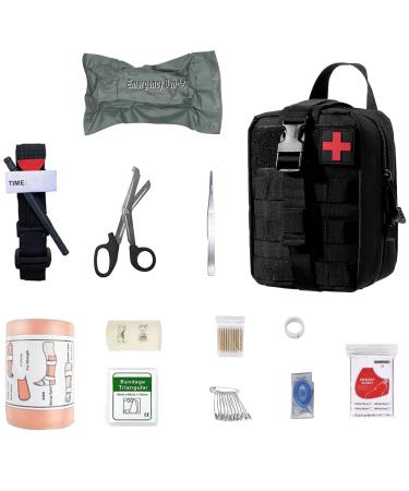 First aid set medical tactical bag medical bag for camping hunting hiking home car and adventure trauma kit military combat survival everyday carry bleeding control black