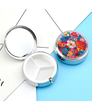 Vibrant Travel Pill Box - 3 Compartment Organizer with Colorful Flower Print for Purse & Pocket - Portable Medicine Case - Buy Online on GoSupps.com