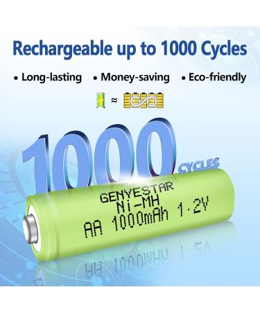 Rechargeable AA Batteries - NIMH 1.2V 1000mAh (4 Pack) - Pre-Charged Solar Power for Lighting & Flashlights - Low Self Discharge Household Use - Buy Online on GoSupps.com