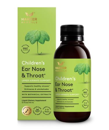 Harker Herbals Children's Ear Nose & Throat Syrup, Herbal Formula for Sinuses & Seasonal Wellness Includes Echinacea, Pelargonium & Elderflower, Plant-Based - 5.1 Fl oz (30 Servings)