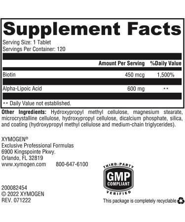 XYMOGEN ALAmax CR 600mg - Controlled-Release Alpha-Lipoic Acid Supplement with Biotin - 120 Tablets for Glutathione & Liver Support - Buy Online on GoSupps.com