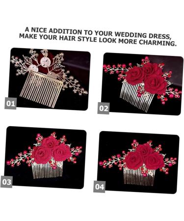 minkissy Rose Hair Comb Wedding Hair Accessories for Brides Wedding Hair Comb Rose Hair Decor Bridal Hair Side Comb Rose Flower Hair Comb Wedding Hair Side Comb Hair Decoration Red Cloth - Buy Online on GoSupps.com