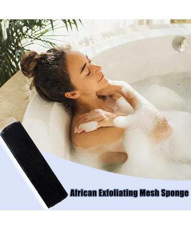 Fukamou Long Net Bath Sponge Nylon Mesh African Mesh Cloth Shower Net Scrubber | Elastic Bath Sponges for Dead Skin Removal Daily Use Black - Buy Online on GoSupps.com