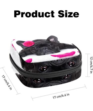 Stylish Menstruation Pad Bag with Zipper - Eco-Friendly Women's Napkin & Tampon Carrier - French Bulldog Design - Buy Online on GoSupps.com