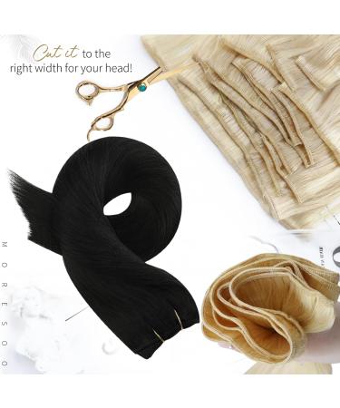 Moresoo Human Hair Extensions Weft Real Hair Black Double Weft Hair Extensions 24 Inch Hair Wefts Real Human Hair 100g/Pack #1 24 Inch(Pack of 1) WEFT #1 - Buy Online on GoSupps.com