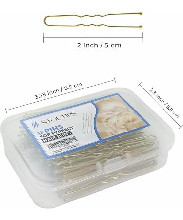 Stoutips Blonde U Shaped Hair Pins for Buns - 100 PCS 5 cm Hair Bun Pins in Assorted Box - Ideal for All Hair Types and Styles - Buy Online on GoSupps.com
