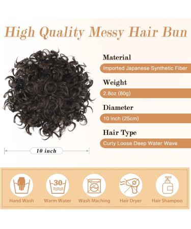 RUWISS Short Curly Drawstring Ponytail Extension in Black Brown | Synthetic Hair Bun for Women | Messy Bun Hair Piece | 1 Count - Buy Online on GoSupps.com