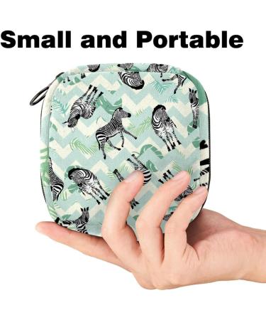 Multicolored Portable Storage Bags for Women's Bandages & Menstrual Products | Zebra Leaves & Green-White Waves | Perfect for School & Office - Buy Online on GoSupps.com