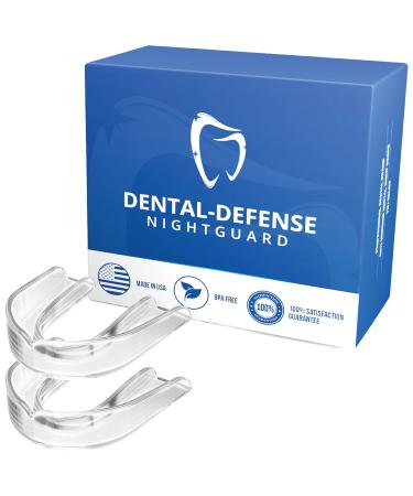 Dental-Defense Professional Dental Guard for Braces for Adults and Kids: Reduces Teeth Clenching & Grinding Anti Grinding Teeth Protector Made in The USA (Adult Clear) 2 Pack Adult Clear