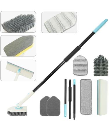 Cleaning Brush Sets for Household Use - Rotating Cleaning Brush | Extendable Long Handle | Portable Tile Brush with Handle | Household Cleaner Brush for Bathroom Tiles Deluxe suit - Buy Online on GoSupps.com