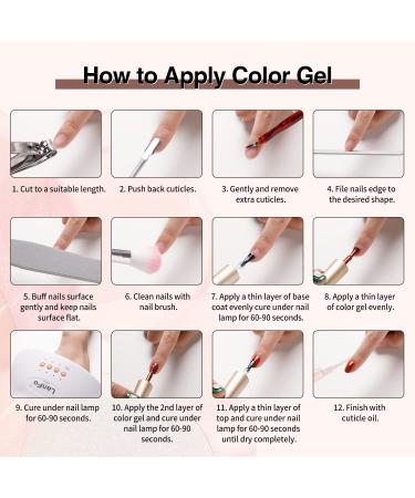 LanFo 12 Colors Gel Nail Polish Set with Base Coat and Top Coat - Nude Brown & Pink Glitter Gel Polish for DIY Nail Art - UV LED Soak Off Formula - Buy Online on GoSupps.com