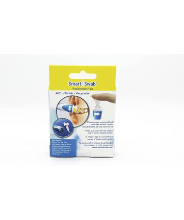 32 Spiral Ear Wax Removal Tips - Replacement Soft Silicon Swab Tips for Safe Ear Cleaning - Compatible with Smart Swab Handle - Buy Online on GoSupps.com