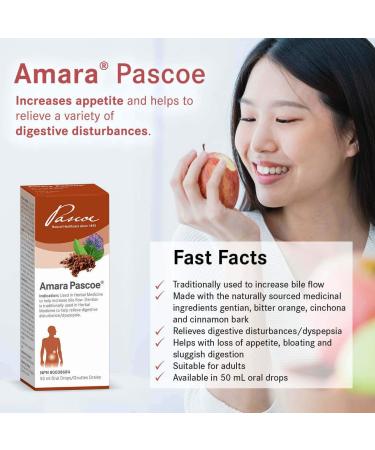 Amara-Pascoe Herbal Digestive Bitter - Help Increase Bile Flow - Gentian Is Traditionally Used In Herbal Medicine To Help Relieve Digestive Disturbance/Dyspepsia Cinchona Bark Gentian Bitter Orange Cinnamon Bark 50 mL Oral Drops - Buy Online on GoSupps.com
