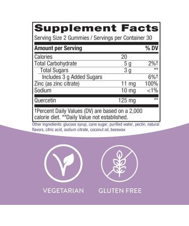 Nature's Way Quercetin Gummies with Zinc - Immune Defense and Antioxidant Support - 60 Lemon Flavored Gummies - Buy Online on GoSupps.com