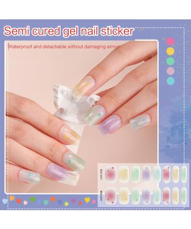 Semi Cured Gel Nail Strips Long Lasting Gel Nail Stickers Waterproof Nail Wraps UV Nail Polsih Stickers For Women Nail Art Decals Nail Accessories Bsg0264 - Buy Online on GoSupps.com