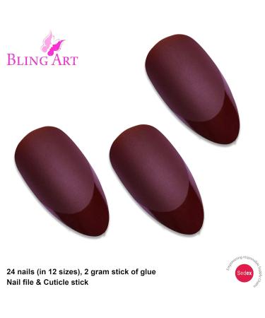 Shop Brown Matte Almond Stiletto False Nails - 24 Long Acrylic Tips | Bling Art International Shipping - Buy Online on GoSupps.com