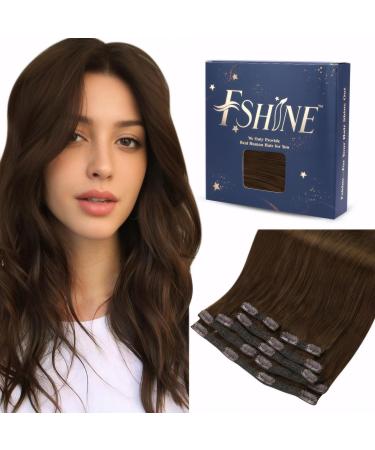 FSHINE hair extension clip in extensions real hair brown 120 grams 40cm brazilian hair smooth hair extreme real hair clips 100% remy human hair #4 1.4 clip #4 40cm