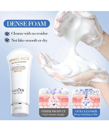 Buy Rice Face Cleanser - Hydrating Foaming Wash with Vitamin B3 for Dry Skin | Gentle Soothing & Oil Control | International Shipping Available - Buy Online on GoSupps.com