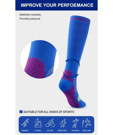 3 Pairs Women's Compression Socks 20-30 mmHg Knee High - Pink Orange Light Blue | Small-Medium Size - Buy Online on GoSupps.com