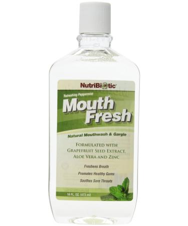 NutriBiotic Mouth Fresh Mouthwash & Gargle Refreshing Peppermint 16 fl oz (473 ml)
