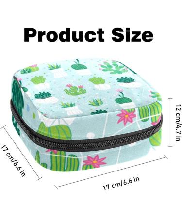 Portable Menstrual Cup & Sanitary Napkin Storage Bag for Teens & Women - Cactus Green Plant Design - Buy Online on GoSupps.com