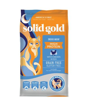 Solid Gold Indigo Moon - Dry Cat Food with Digestive Probiotics for Cats - Grain & Gluten Free - with Vitamins & High Fiber - Omega 3 for Cats - Low Carb Superfood Chicken 12 Pound (Pack of 1)