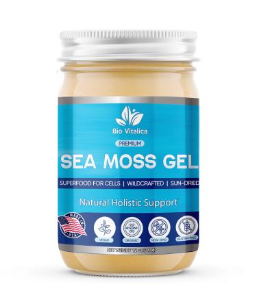 Sea Moss Gel by BioVItalica - Irish sea Moss raw Organic - Premium Quality - Dr Sebi, Vegan superfood for Cells - 100% Natural seamoss Gel Original 12 Ounce (Pack of 1)